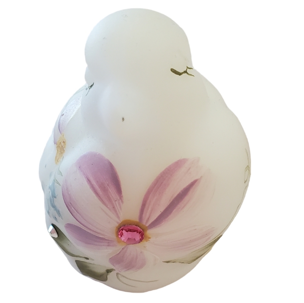 Fenton White Hand Painted Song Bird With Rhinestones 100 Year Anniversary - Picture 6 of 9